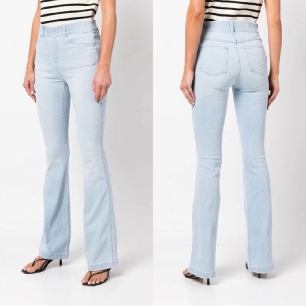 SPANX Light Blue High-Rise Flare Jeans